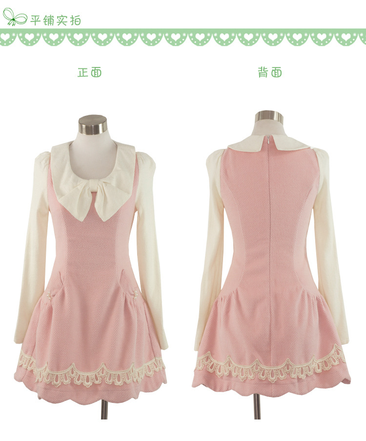 批发采购连衣裙-2014秋冬新款上市 翻领蝴蝶结