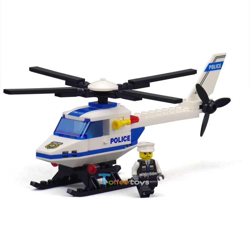 杰星警察直升机 儿童小颗粒启蒙益智拼装塑料