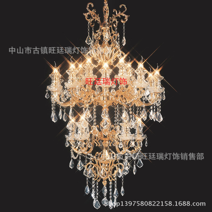 大型水晶吊灯 灯饰金色水晶吊灯客厅灯大型欧式水晶灯复式别墅吊灯具65000