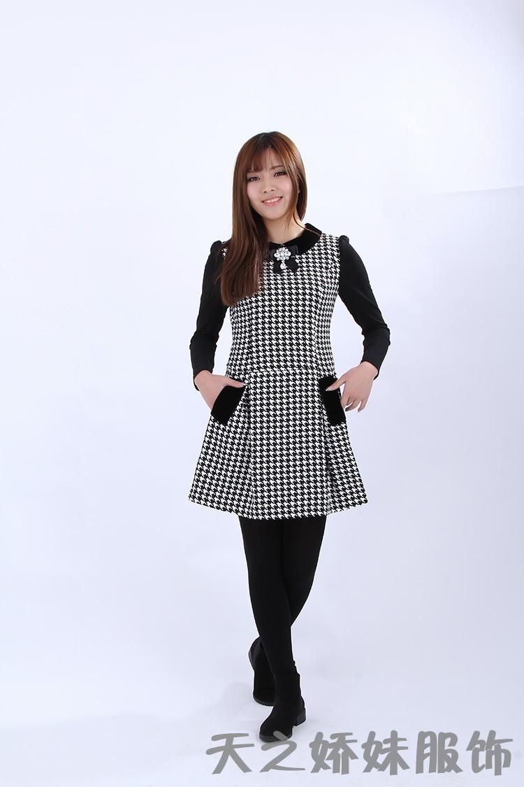 2014新款爆款韩版修身潮流小黑口袋打底裙 连