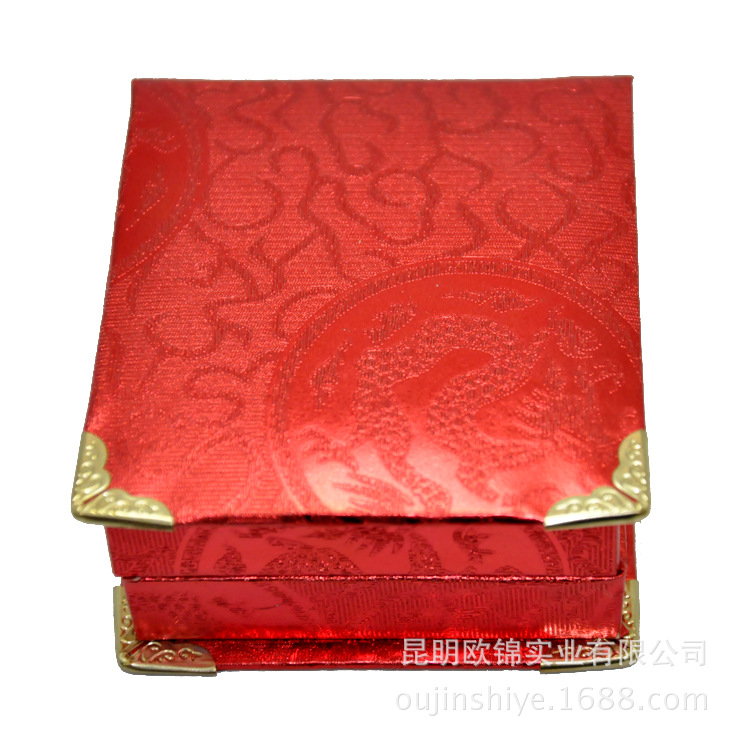 红金龙锦布盒吊坠盒1