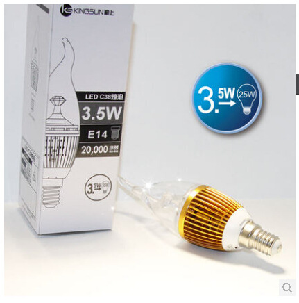 LED室内-光源产品 【促销】勤上光电 LED灯泡 E14螺口3.5W客厅拉尾金色水晶蜡烛灯