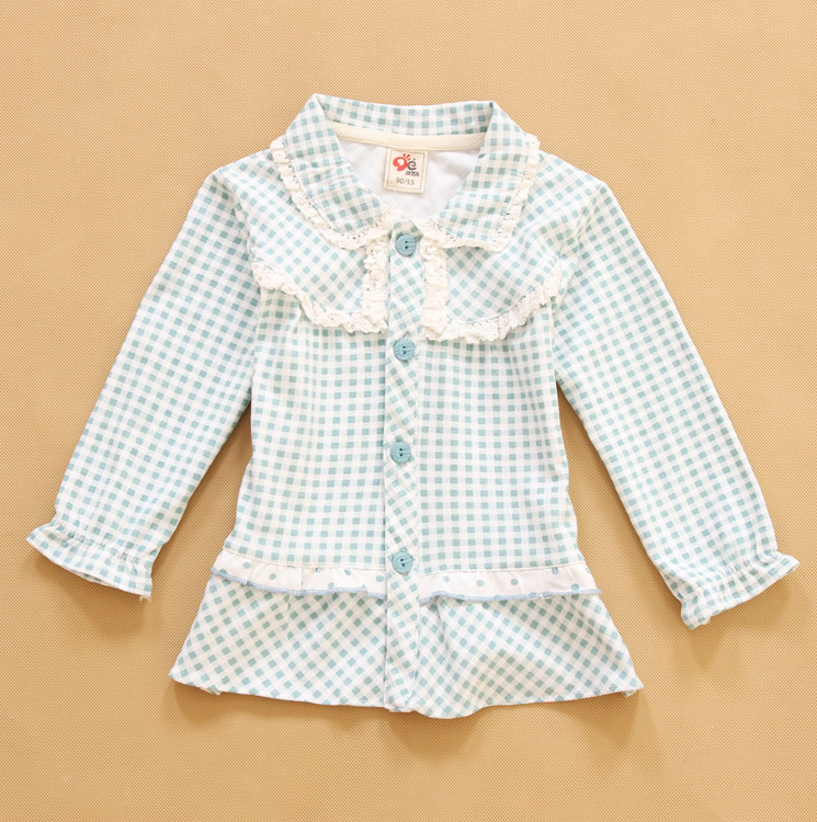 2014春款女童上衣T恤 纯棉长袖翻领儿童上衣