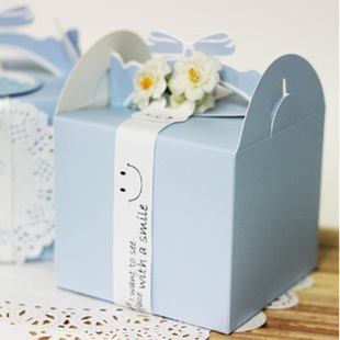 礼品包装-韩国精美纸质包装盒子手提蛋糕盒蓝