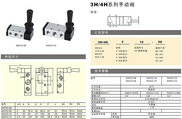 促销价 亚德客型 手动阀 手扳阀 4h210-08 二位五通 气动元件