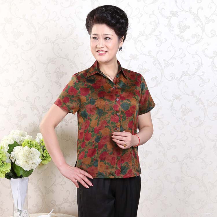 正品品牌 古丝路真丝上衣 高端妈妈<em>女装衬衫</em>香