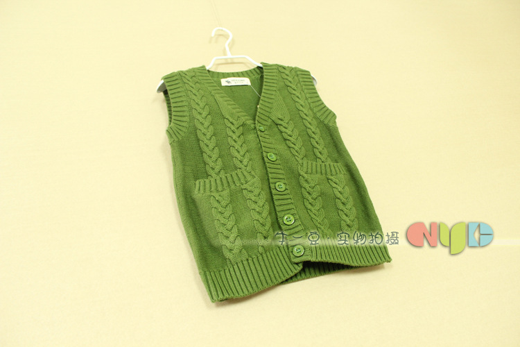 2014春款上新 韩版<em>外贸儿童</em>无袖<em>针织</em>棉线<em>马甲</em>