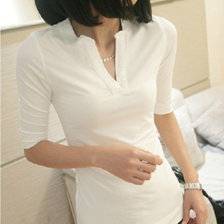 春秋新款<em>品牌</em>外贸原单<em>韩版女装</em> 百搭V领修身纯