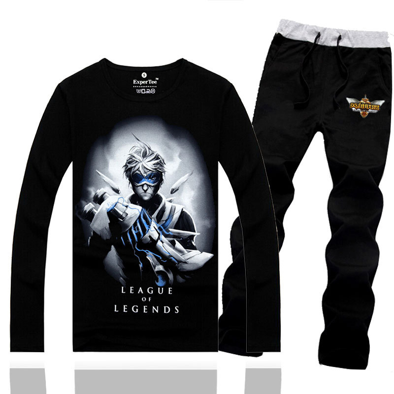 英雄联盟t恤长袖 LOL衣服男套装 卡牌盲僧男装