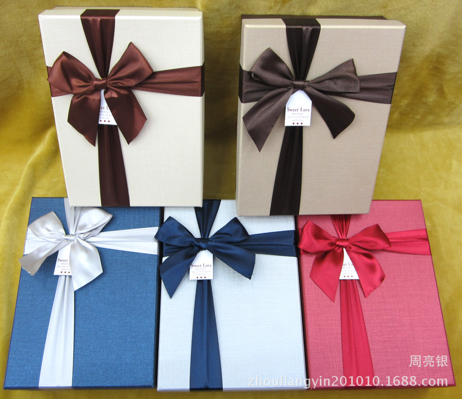 【长方形蝴蝶结礼品盒纸盒 特种纸三件套包装