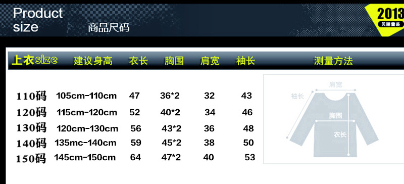尺碼表