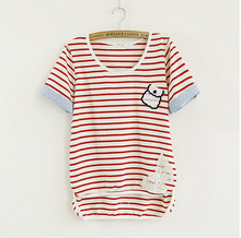 找同店商品-批发 日系甜美女装森林系条纹拼接