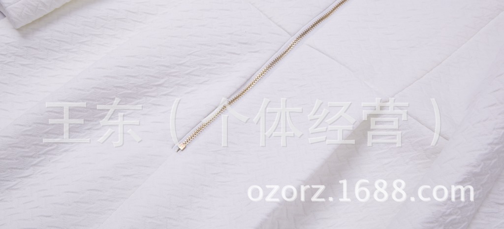 女装白色镶孔雀珠宝长袖背后长拉链一步裙连衣裙子