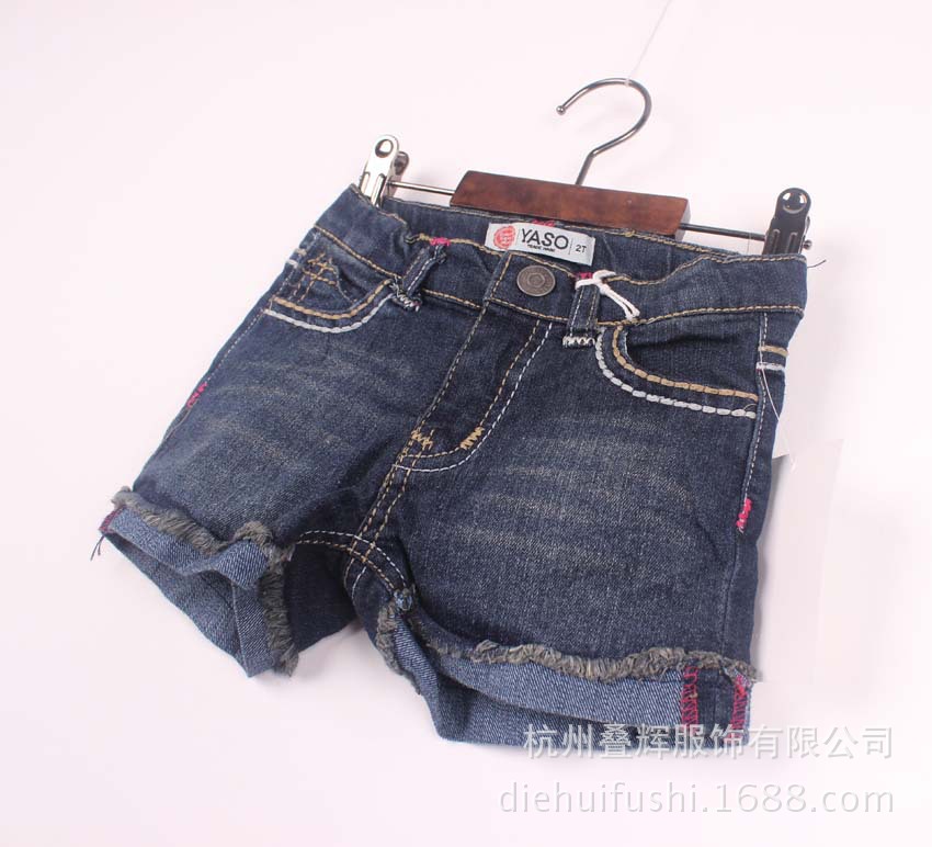 童裤-外贸套装批发 新款女童<em>个性牛仔短裤</em> 原单