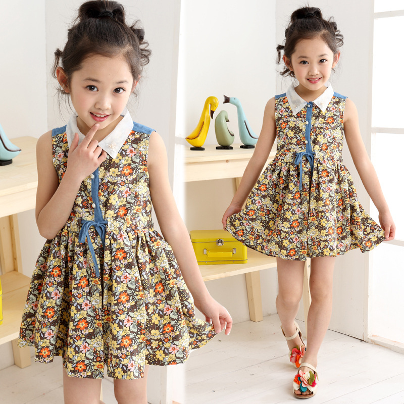 童装2014新款夏装 儿童连衣裙 韩版碎花公主裙