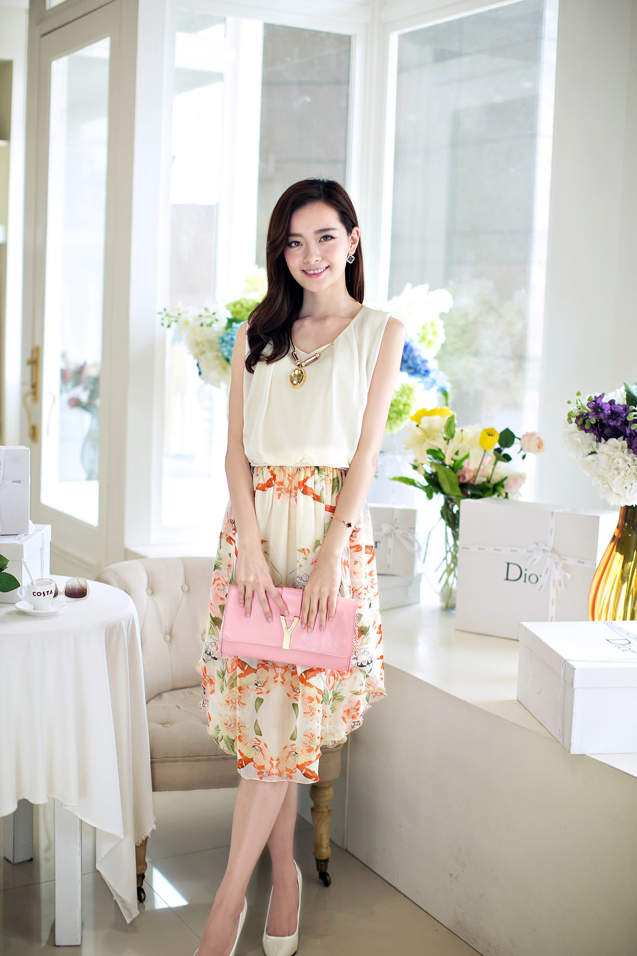 批发采购连衣裙-2014新款品牌女装 无袖拼接雪