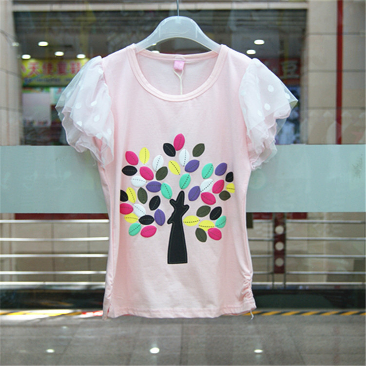 2014<em>女童</em>韩版<em>t恤批发</em> 中大童纯棉短袖t恤 儿童