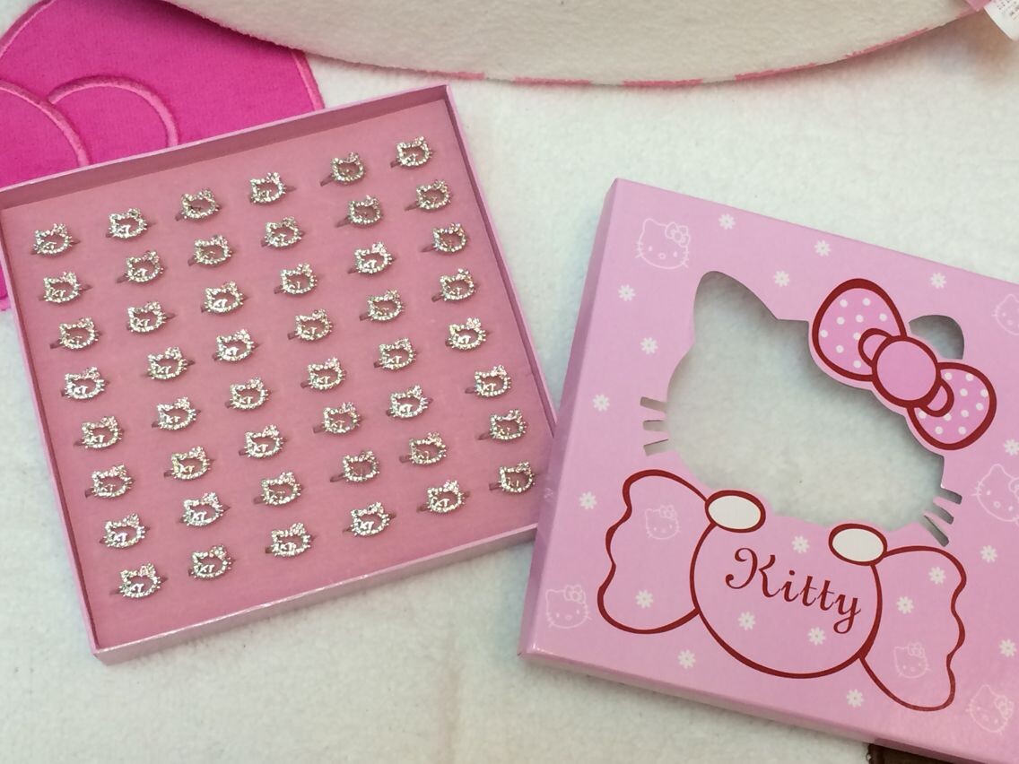 韩版hello,kitty满钻造型镶钻KT猫戒指,可调动