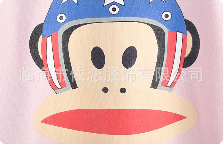 童T恤-S27儿童头盔卡通猴印花短袖T恤-童T恤