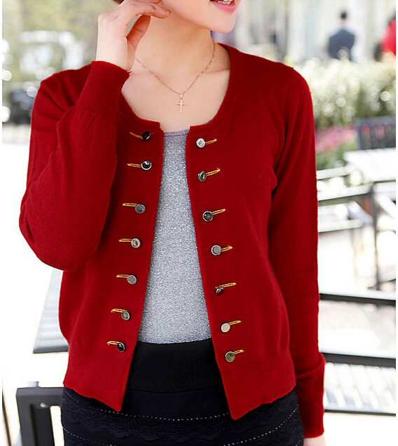 【哥弟同款<em>羊毛</em>纯色针织<em>开衫宽松</em>小外套<em>女装</em>短