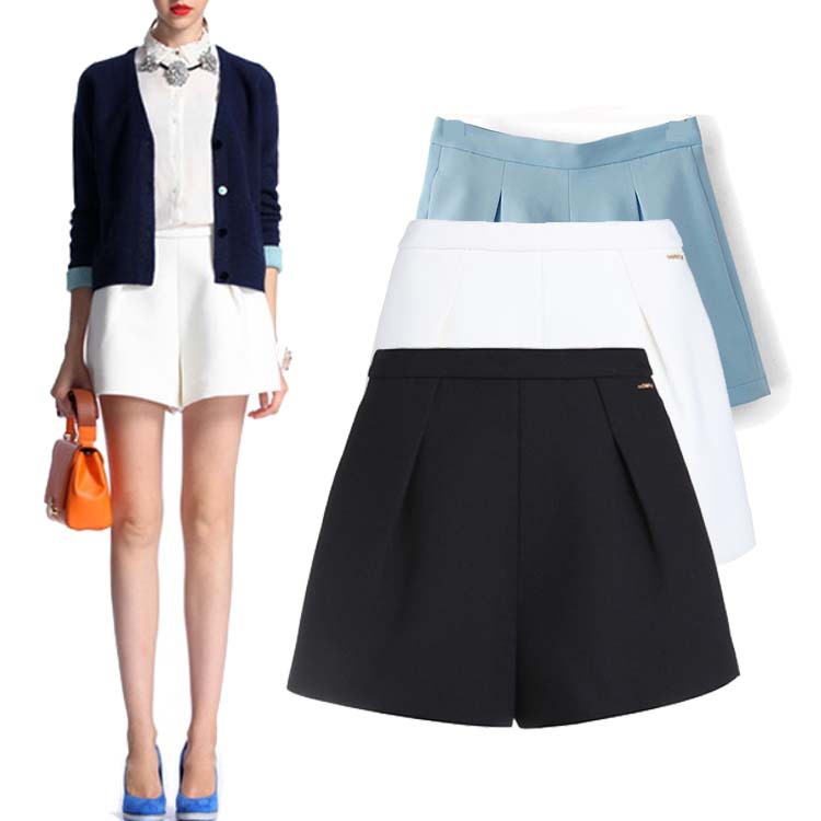 现货 2014春季新款女<em>纯色</em>中腰<em>阔腿</em>休闲<em>短裤</em> 热