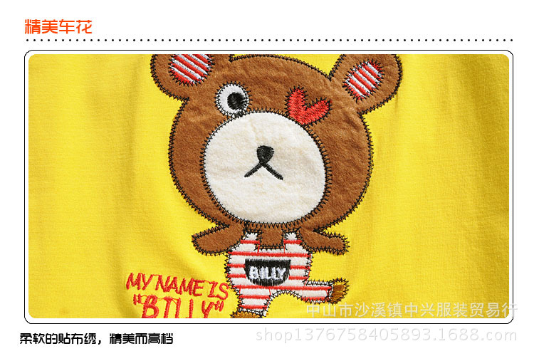 童套装-可爱小熊贴布绣 <em>全棉</em>短袖<em>短裤女</em>童套装