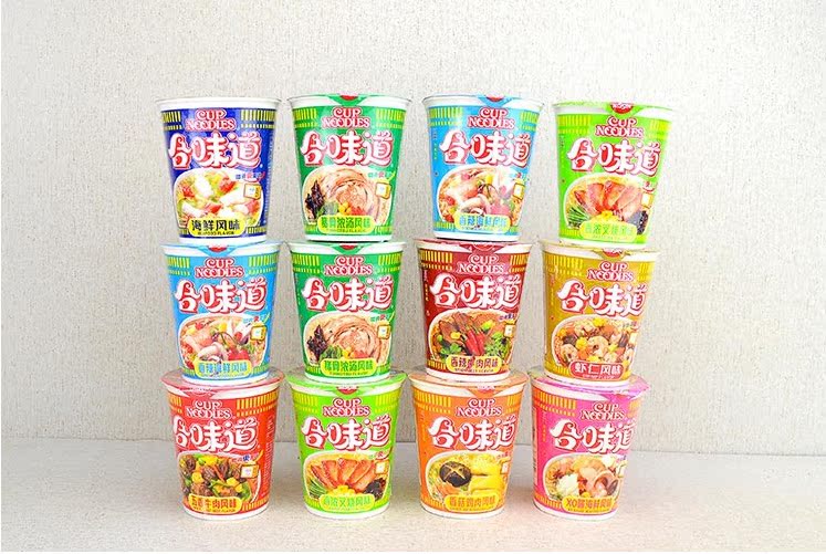 冲泡食品-Nissin日清正品合味道杯面开杯乐即食方便面海鲜牛肉麻辣84g*12