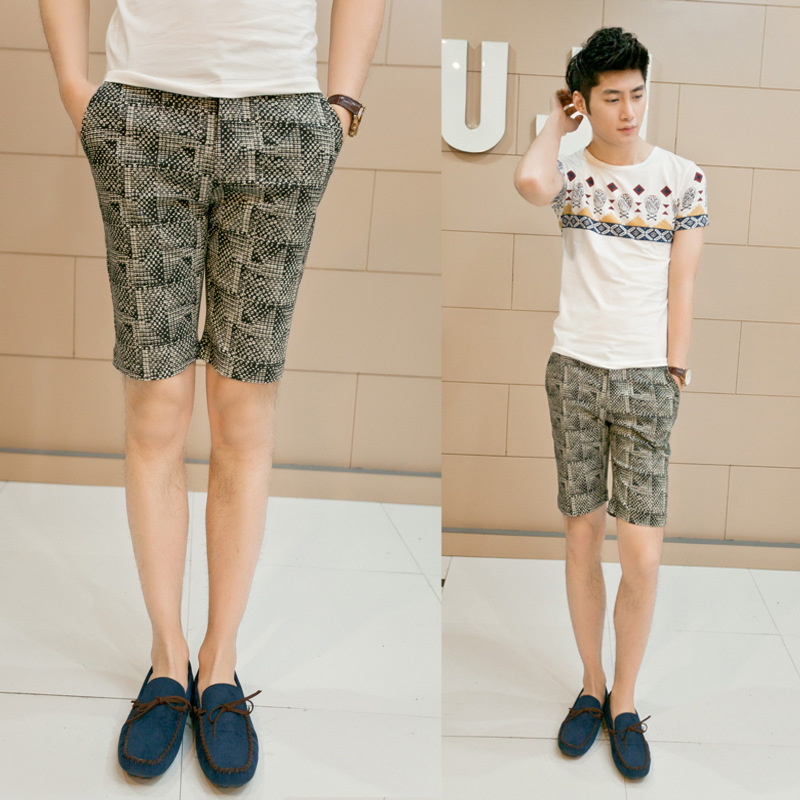 2014夏装新款林<em>弯弯</em>潮男五分裤修身<em>休闲马裤</em>