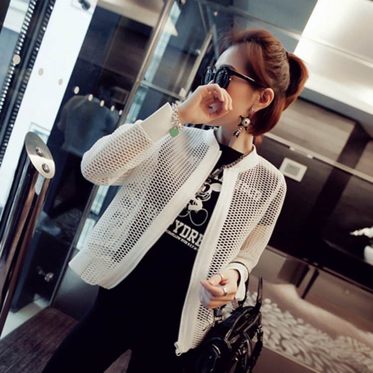 2014新款<em>时尚</em>镂空网格<em>开衫小外套</em> 简约大牌网