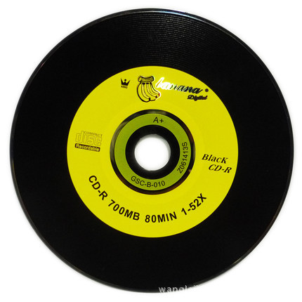 热批香蕉顶级黑胶cd-r 空白光盘50片装52x车载音乐cd700mb