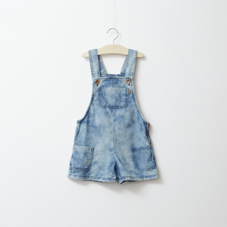 6151 新款原单丹宁<em>女童</em>牛仔<em>背带短裤</em> 图片_高