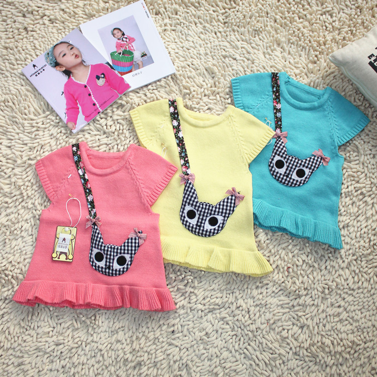 春季新款 后背小子童装 针织背心 卡通<em>猫毛衣</em>马