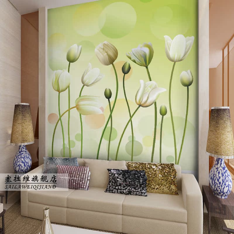 大型壁画壁纸墙纸客厅玄关餐厅背景墙画个性定制植物花卉郁金香