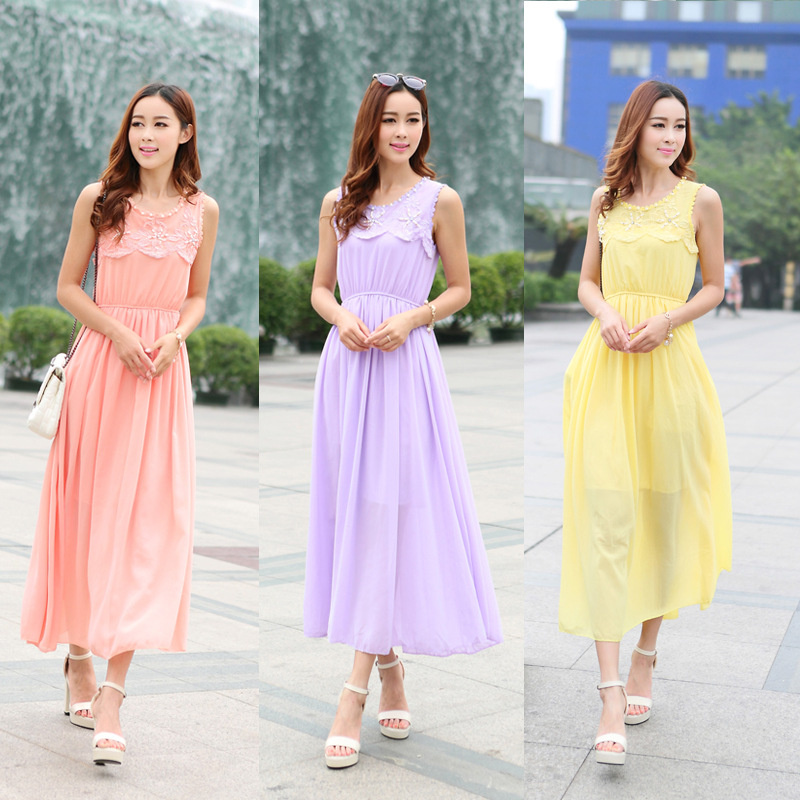 <em>韩版</em>东大门2014夏季<em>韩版</em>甜美<em>女装雪纺连衣裙</em>