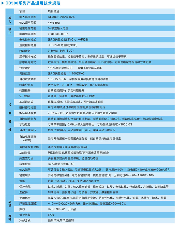 通用技術參數