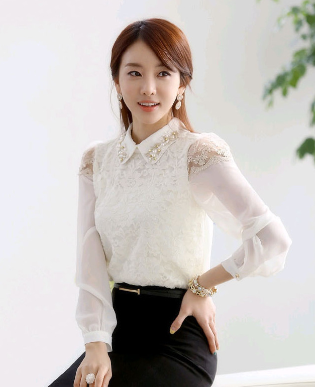 年终2014<em>春季女装</em>OL<em>上衣</em>蕾丝衬衣<em>韩版</em>春装长