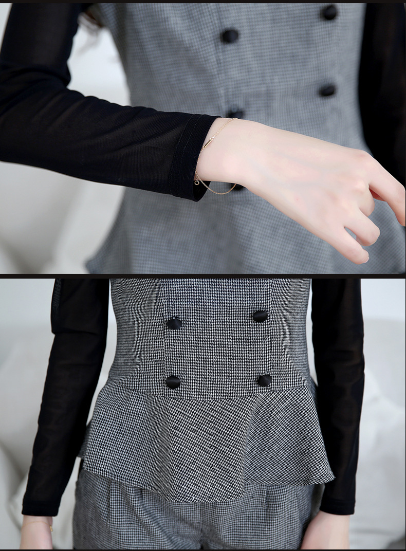 批发采购<em>女式</em>休闲套装-<em>春秋两件套</em>衬衫 千鸟格