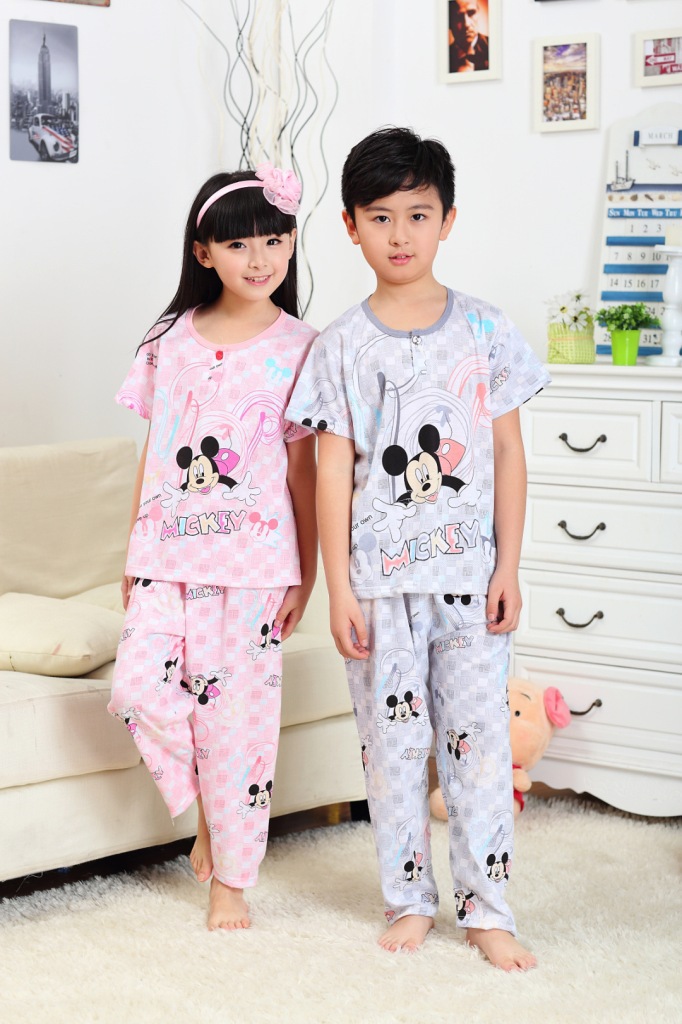好运来<em>品牌睡衣</em>mickey卡通<em>男童</em>女童家居服圆