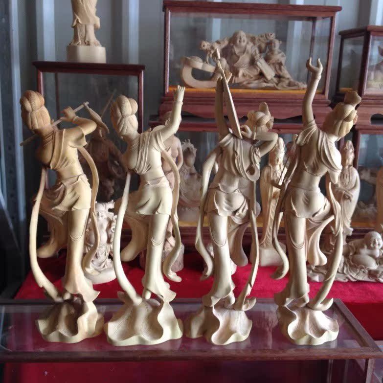 【黄杨<em>木雕四大美女</em>工艺品家居摆件 古代仕女