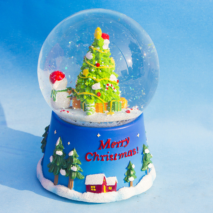 【圣诞音乐水晶球|圣诞雪人水晶球 树脂礼品 圣