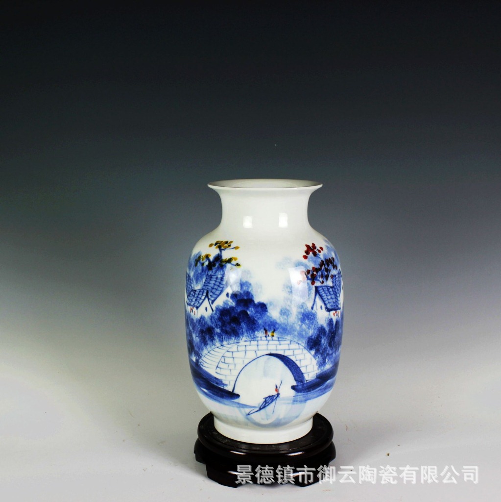 景德镇陶瓷名人名作瓷瓶 曹军手绘工笔画花瓶 家居摆件瓷器收藏品