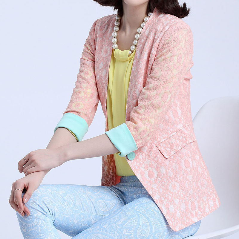 2014年<em>女装</em>新品上市<em>时尚</em>OL<em>夏季</em>蕾丝西服<em>外套</em>