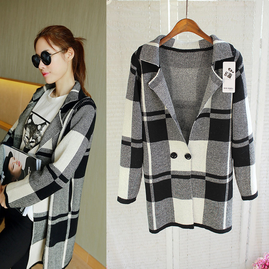 2014秋新款<em>复古</em>中长款<em>厚毛衣开衫</em>外套<em>女士</em>针