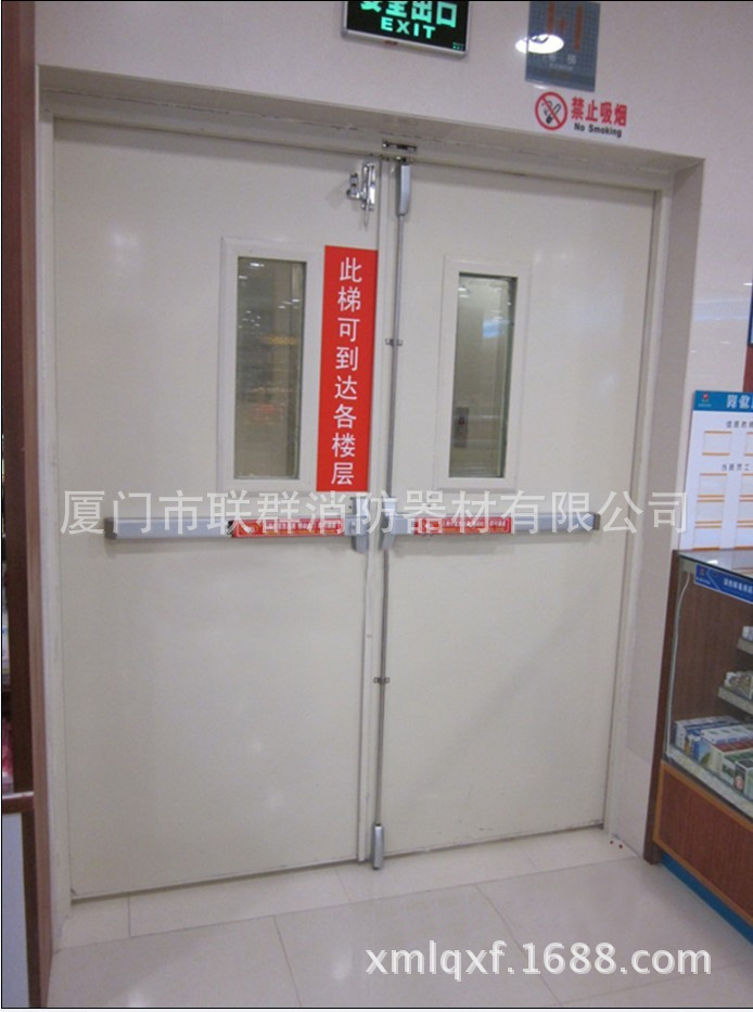 机械门锁-消防门逃生锁、烤漆推杆天地两点式