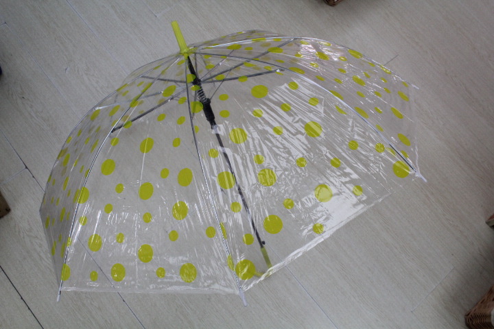 批发优质全透明 斑点雨伞 晴雨伞 带防水伞套 小