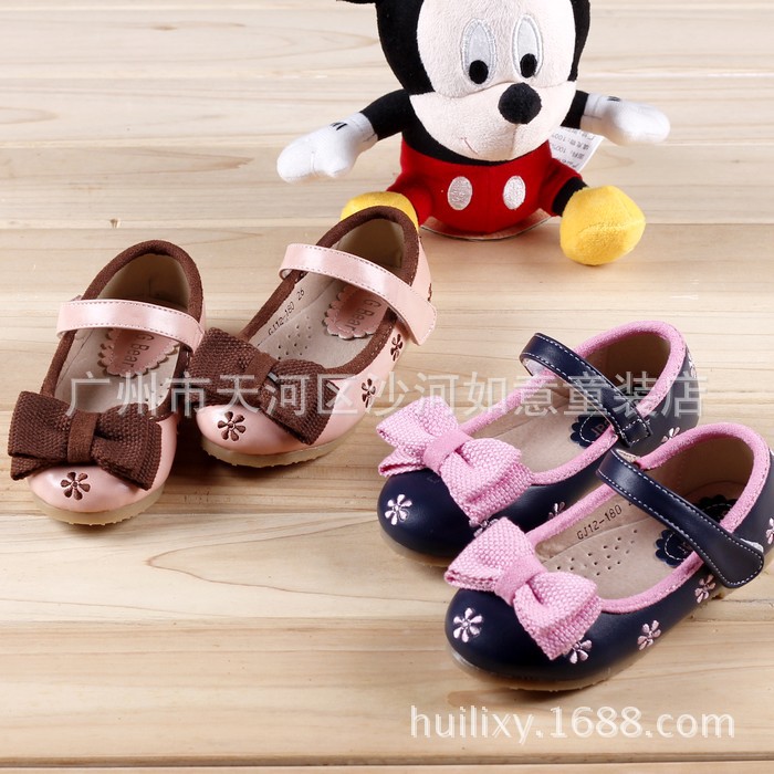 乖吉熊2014韩版秋款新品撞色蝴蝶结公主女童单皮鞋GJ12-180 现货