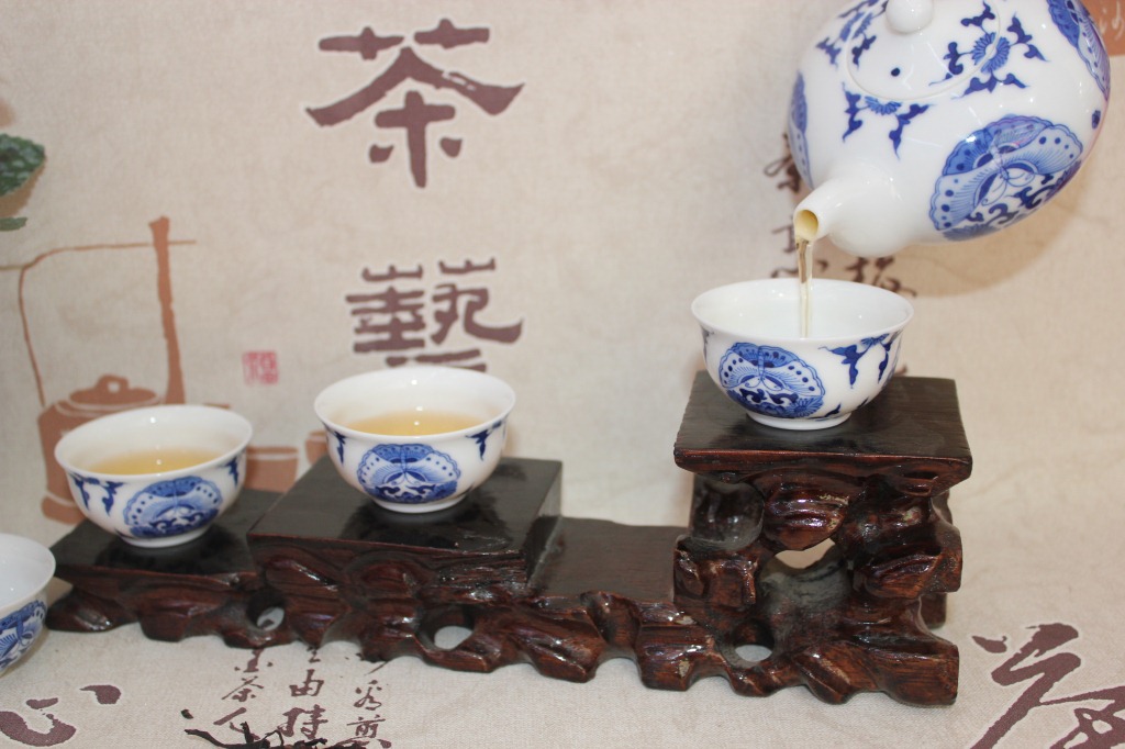 景德镇重工手绘茶具套装 青花功夫茶具套装 蝴蝶图 厂家批发直供