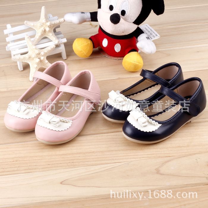 米小熙MEXIAOXI 2014韩版秋款珍珠魔术贴公主单鞋女童鞋皮鞋现货