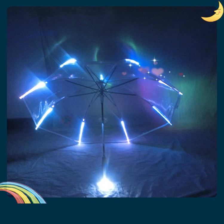 雨伞厂家定做创意LED透明雨伞 环保礼品伞浪