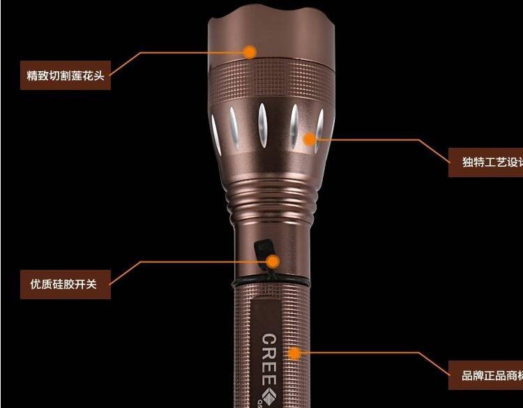 【漫典奇 骑行手电LED手电筒家用远射强光手